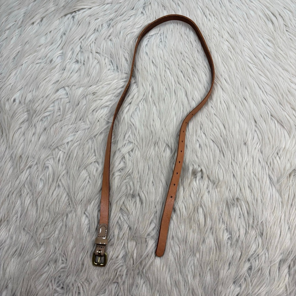 J.Crew Women's M Brown Leather Skinny Waist Belt Preppy Classic - Picture 2 of 4